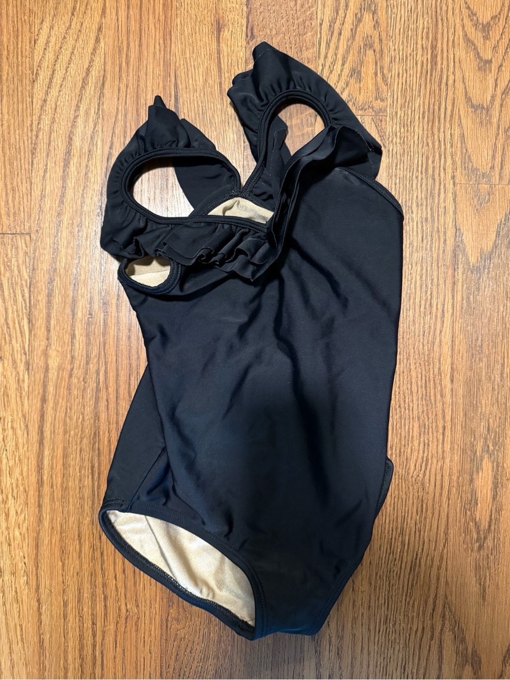 Purple Pixies Girls Black Leo with Ruffle Straps
